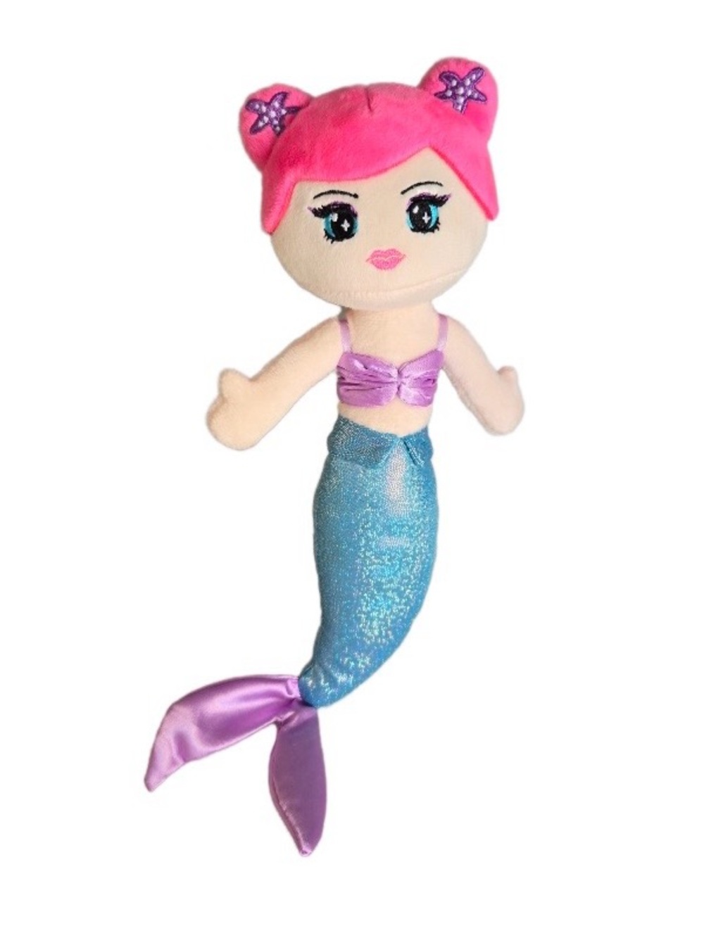 Pink-Haired Mermaid Plush Doll - Pink & Shimmery Blue